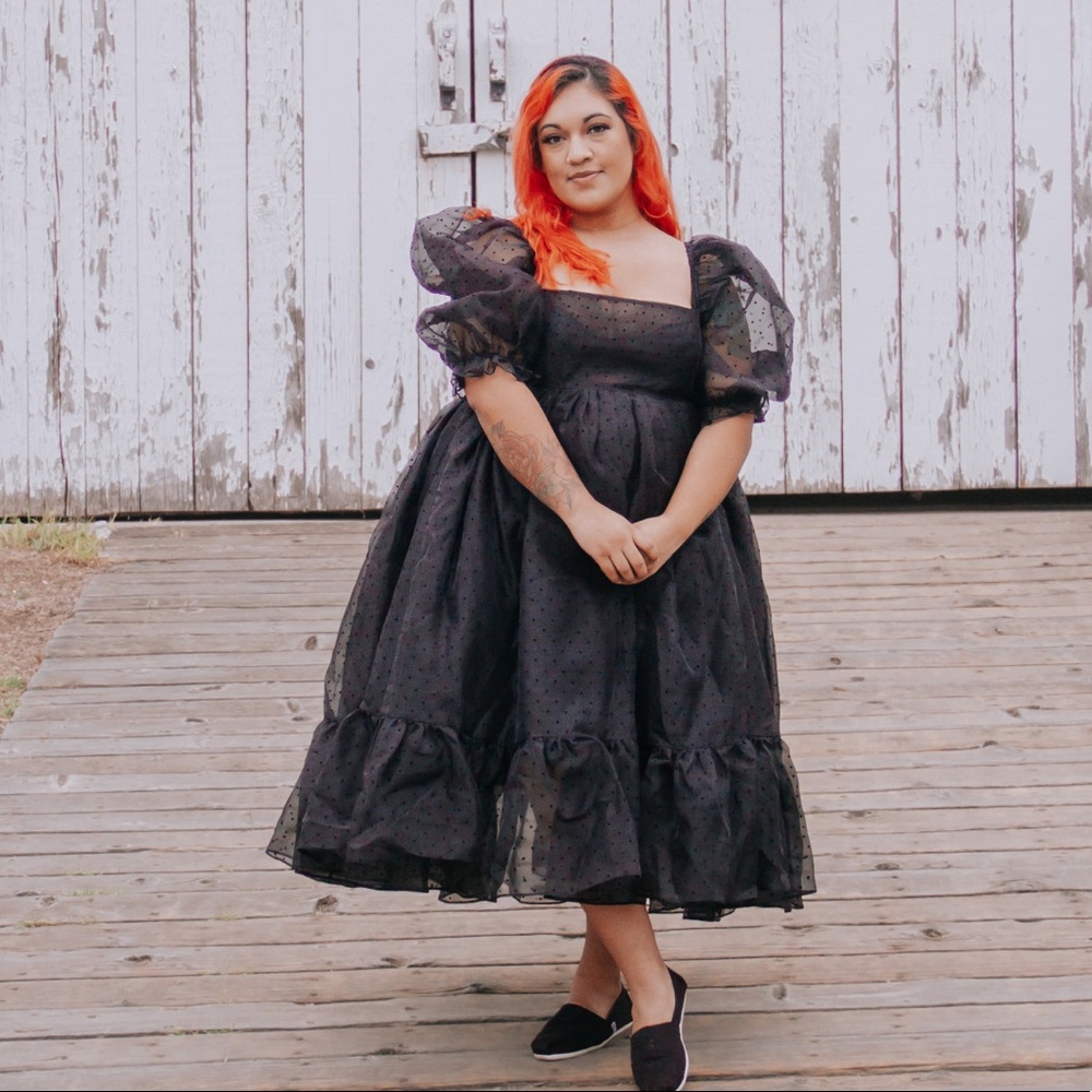 Selkie Caviar Polkadot Puff Dress